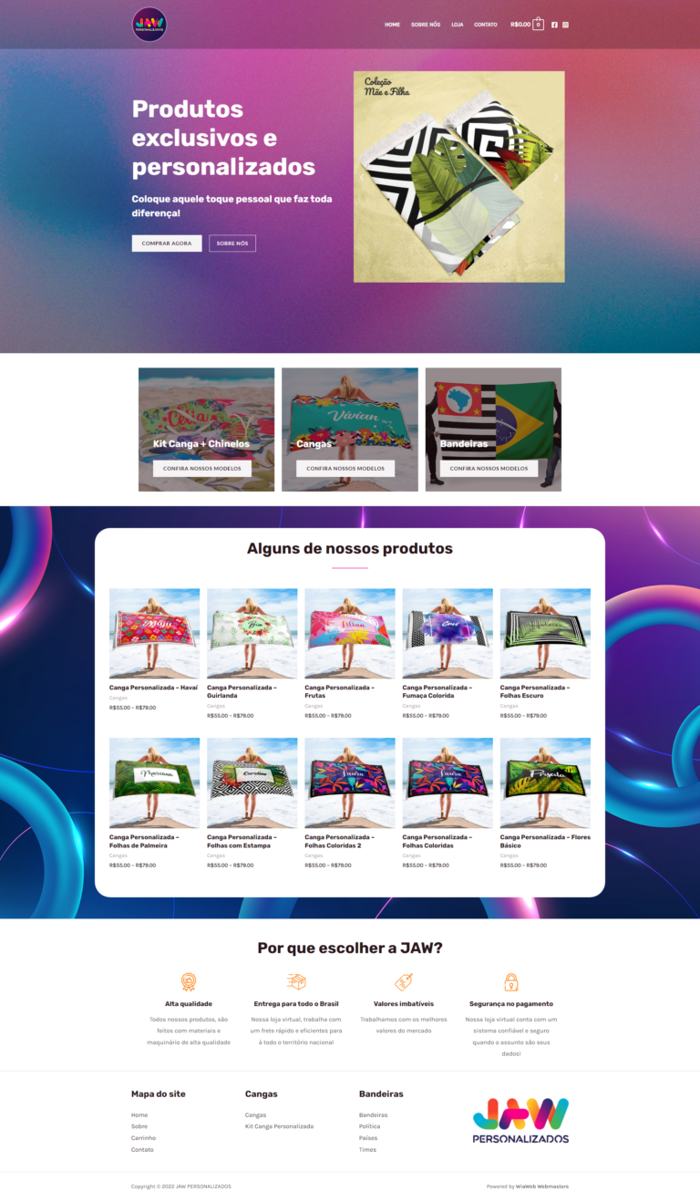 WiaWeb Criação de Sites, Gestão de Redes Sociais, Marketing Digital - Clientes JAW PERSONALIZADOS