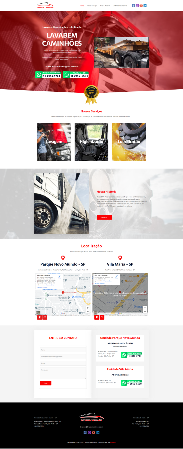 WiaWeb Criação de Sites, Gestão de Redes Sociais, Marketing Digital - Clientes Lavabem Caminhões