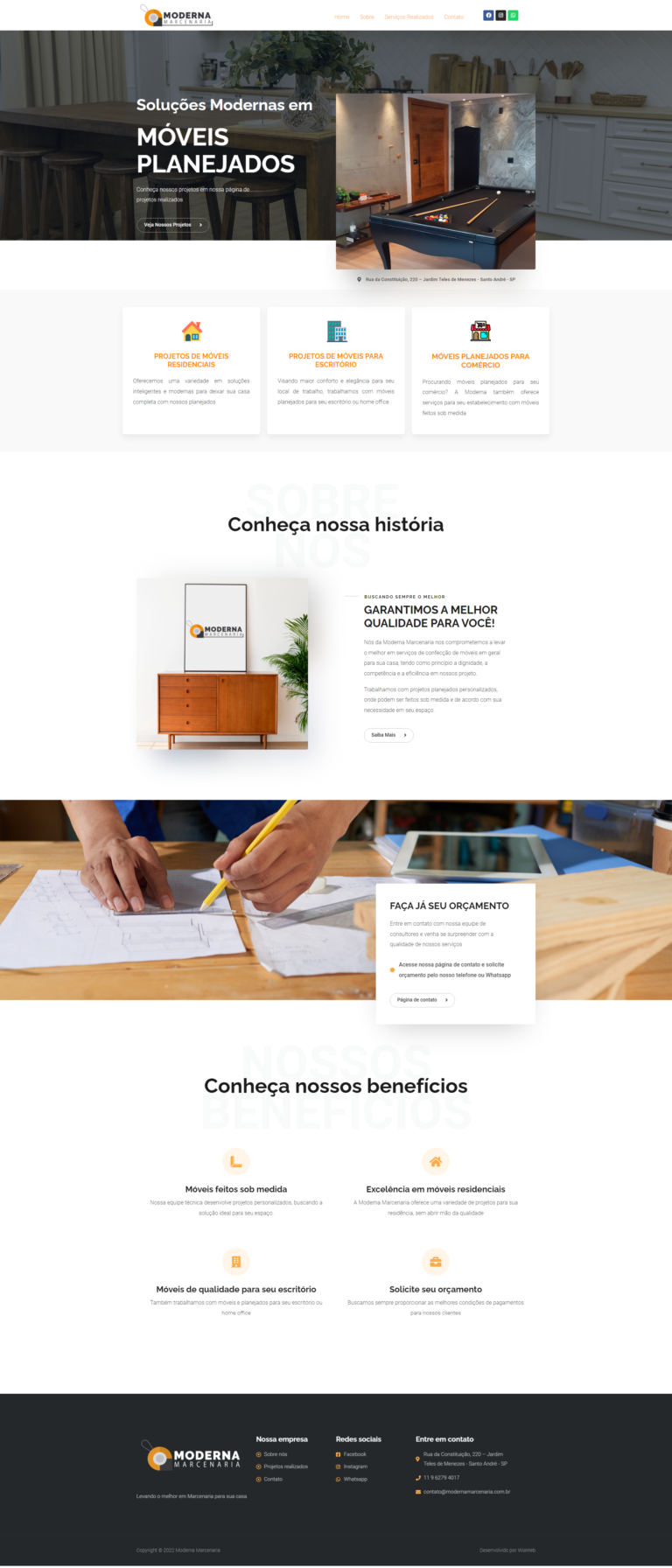 WiaWeb Criação de Sites, Gestão de Redes Sociais, Marketing Digital - Clientes Moderna Marcenaria