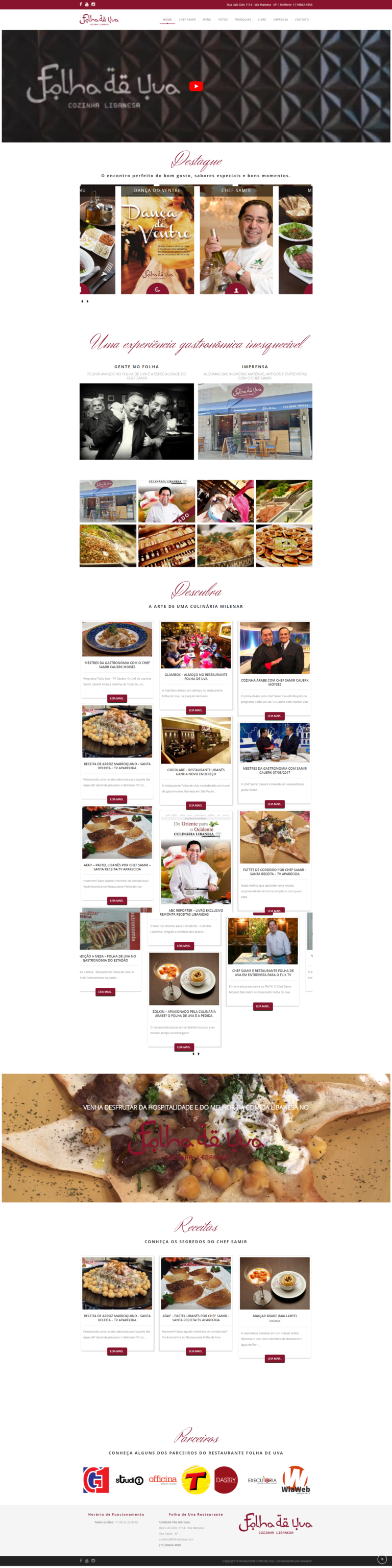 WiaWeb Criação de Sites, Gestão de Redes Sociais, Marketing Digital - Clientes Restaurante Folha de Uva